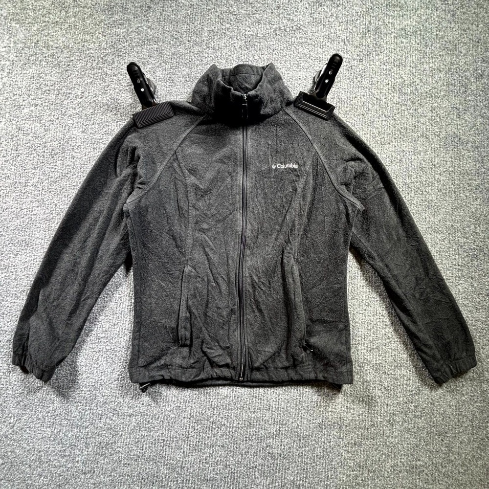Columbia Jacket Womens Medium Faded Black Fleece Full Zip Pockets Warm Outerwear